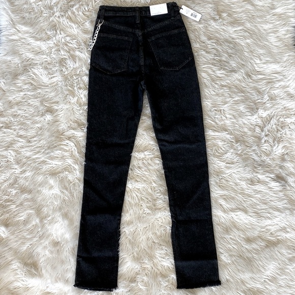 WeWoreWhat Slit Hem Chain Jean in Washed Black - Picture 12 of 13
